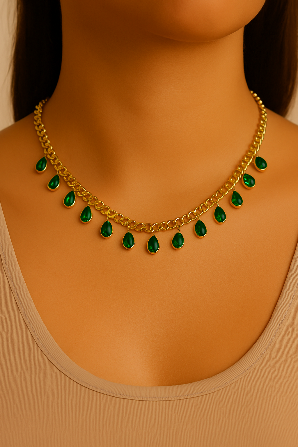 COLLAR GOTAS DE ESMERALDA